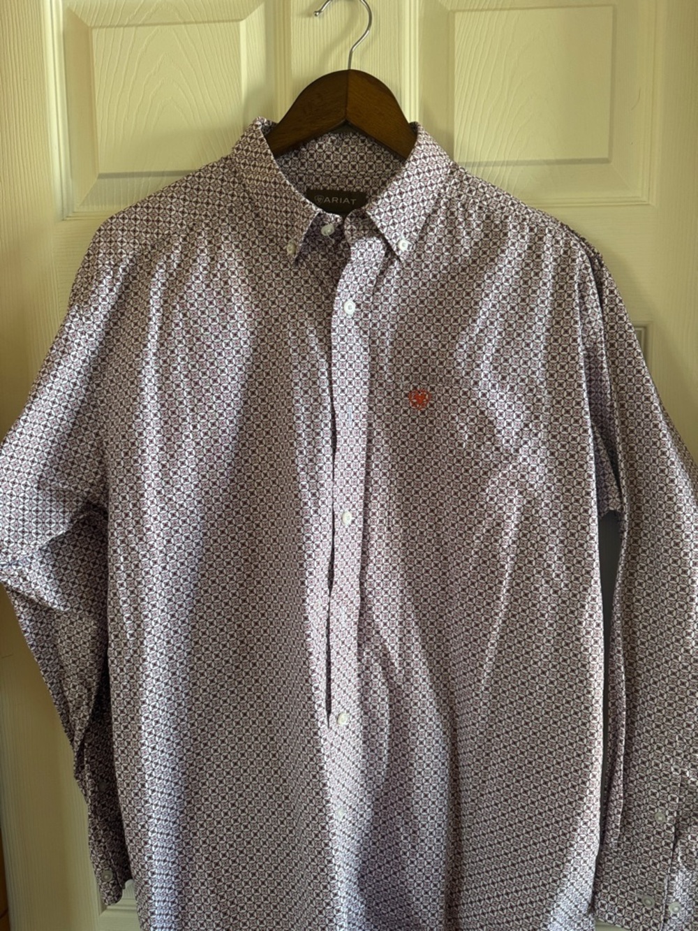 Ariat Men's White and Purple Micro-Pattern Button-Down Shirt - Picture 1 of 5